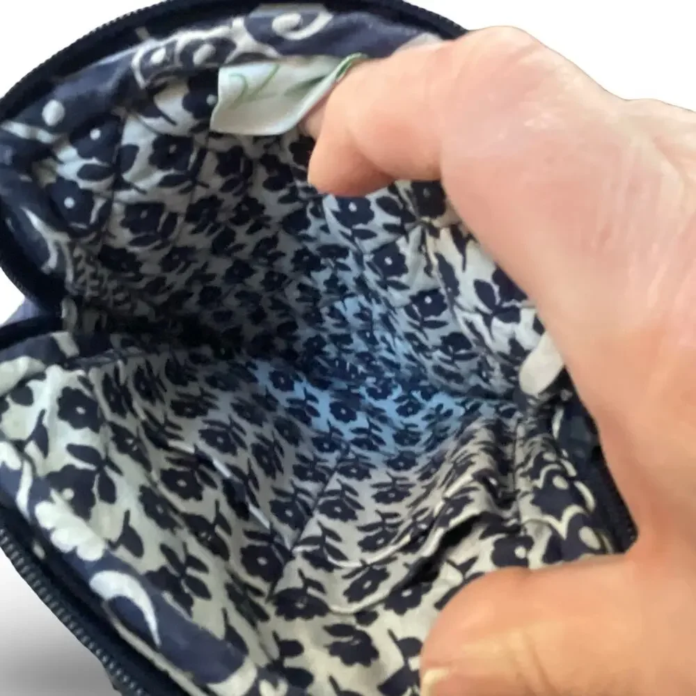 Vera Bradley Mini Hipster Indigo Pop Crossbody Bag Floral Blue White Quilted